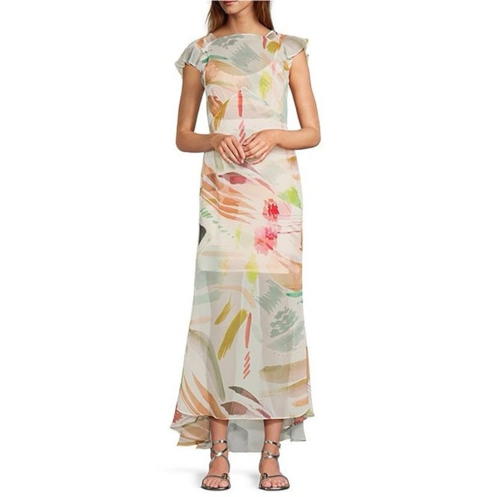 NWT Antonio Melani x M.G. Style Mal Paint Streak Maxi Dress Sz 6 - Picture 5 of 11